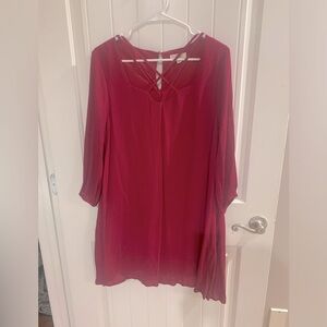 Burgundy Linen Dress